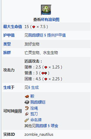 僵尸鹦鹉螺的属性